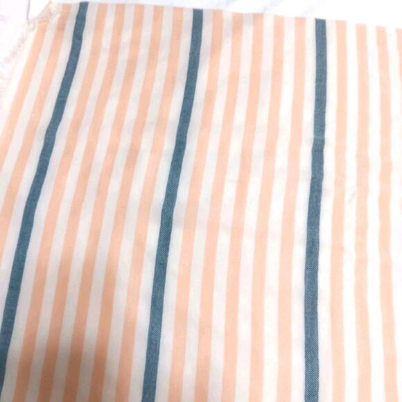 J Crew 100% Wool Scarf Striped Peach White Blue - Picture 2 of 11